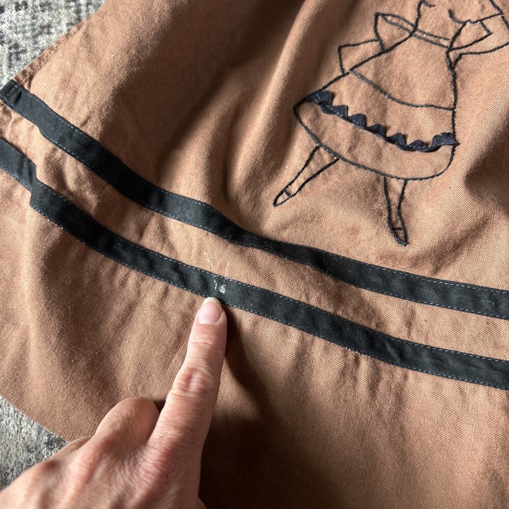 Vtg 50s Look Handmade Embroidered Homemaker Apron Set Cottagecore One Size - Picture 6 of 6